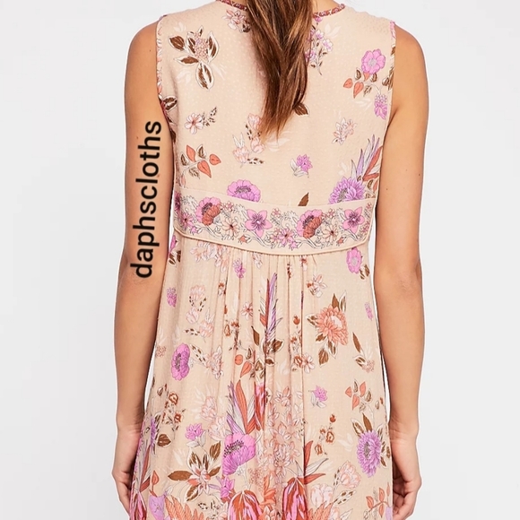 Very Rare Spell Free People Siren Song Boho Midi Pink Dress Flamingo S Unicorn - Picture 4 of 16